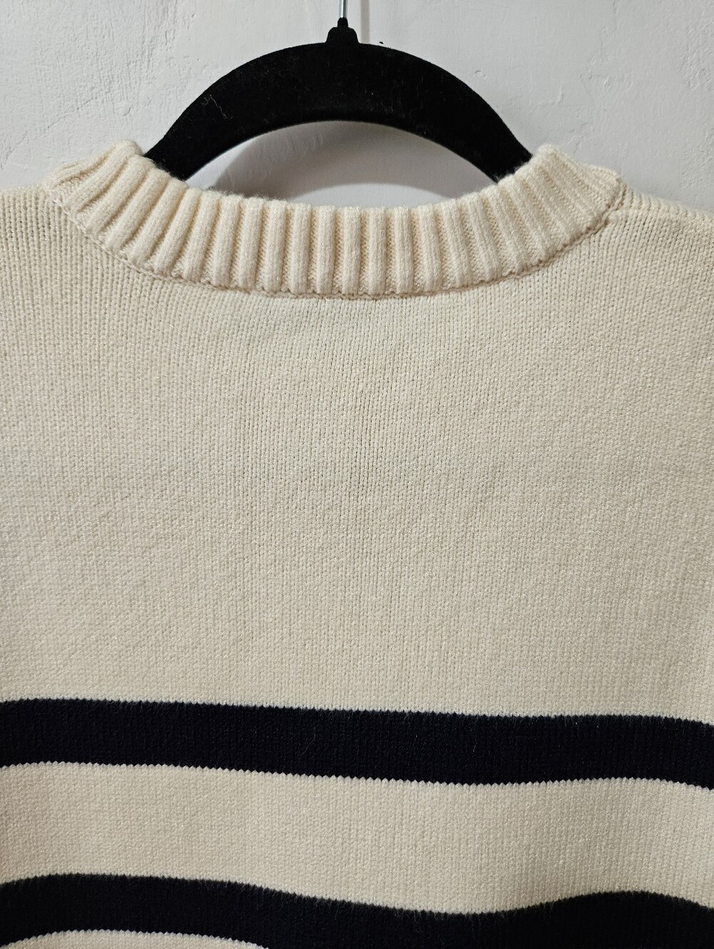 NEW Zara Striped Chunky Crewneck Sweater Cream Navy S Parisian Preppy - Picture 11 of 13